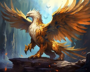 The legendary griffin is also known as a gryphon. - obrazy, fototapety, plakaty