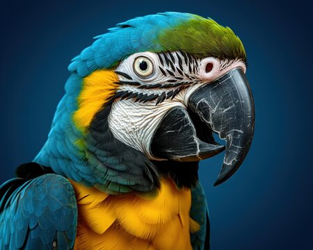 An isolated Blue-headed macaw parrot.