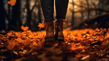 Fall Fashion: Women's Shoes on Autumn Leaves