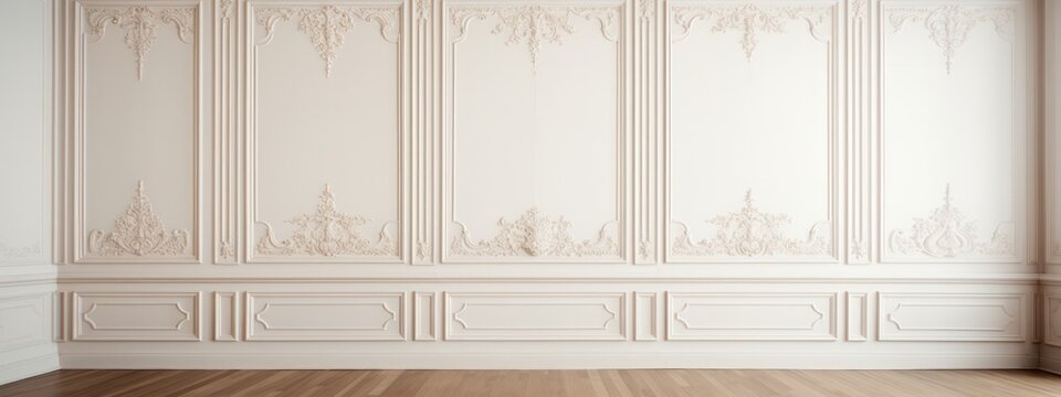 Fototapeta Classic Style White Wall with Wooden Floor Interior  