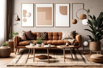 modern luxury living room with sofa and painting on wall