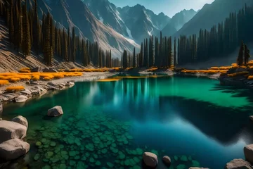 Foto auf Acrylglas Berge lake and mountains