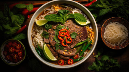 Vietnamese style beef noodle soup - obrazy, fototapety, plakaty