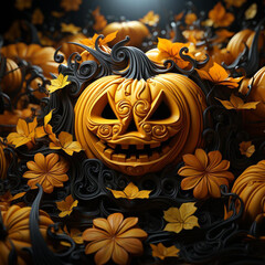 scary halloween pumpkin generative AI