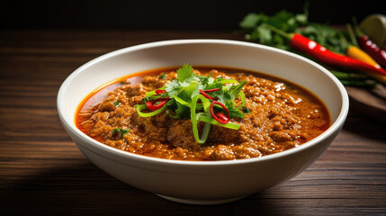 Khua kling southern Thai variety of dry curry combines spicy curry paste
