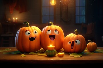 Fototapeta premium Halloween Pumpkin illustration made wit AI Generated