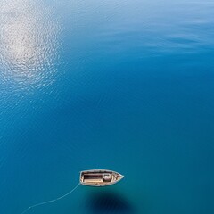 Drone Perspective Boat in the Vastness of the Mediterranean