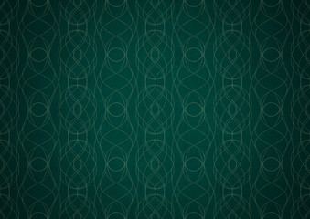 Hand-drawn unique abstract symmetrical seamless ornament. Bright green on a deep cold green with vignette of a darker background color. Paper texture. Digital artwork, A4. (pattern: p10-1c)
