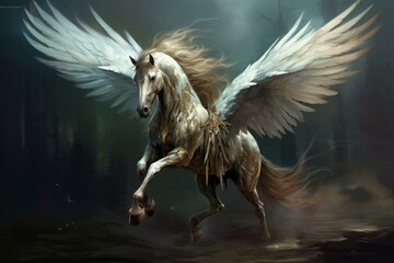 Obraz na płótnie Canvas An image of a winged horse. Generative AI