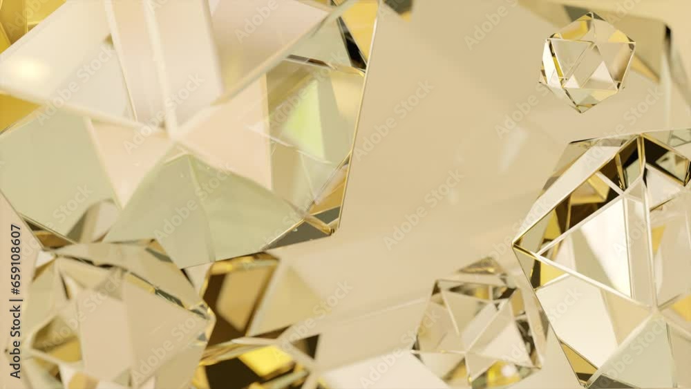 Poster modern background with a gold polygonal form. an abstract 3d rendering of a geometric golden surface