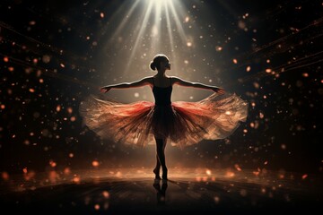 Poised Ballerina woman theater stage. Scene performer. Generate Ai