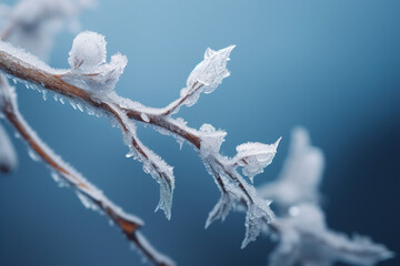 Close-up of a tree branch with ice.