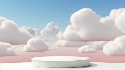 3d Blank Podium Product with Cloud Background