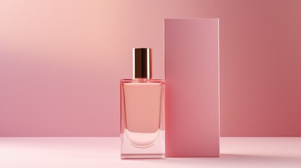 Perfume Product in Minimalist Package Isolated Pink Background