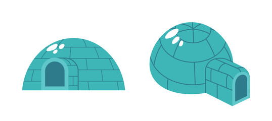 Igloo, Traditional Inuit Snowhouse, Is A Dome-shaped Shelter Made Of Compacted Snow Blocks Cartoon Vector Illustration