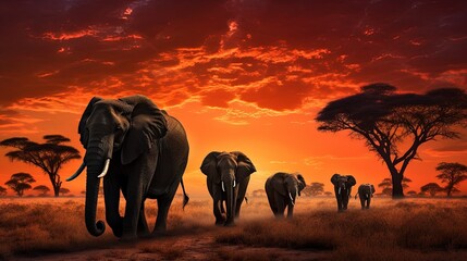  a herd of elephants walking across a dry grass covered field.  generative ai