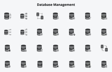 Comprehensive Database Management Icons Pack - Database Administration, Data Governance, Optimization, and More - Ideal for Database Technology, Security, and Efficiency Concepts