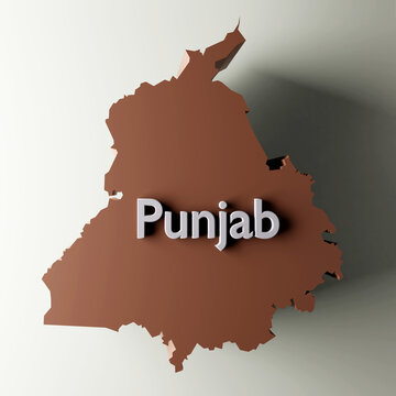 Punjab map 3D rendered illustration