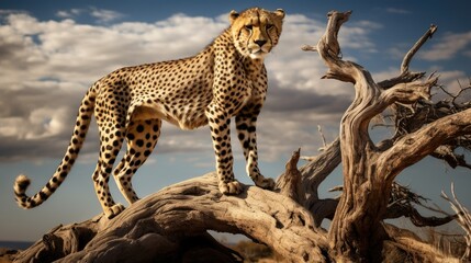 Cheetah on a wood, Kenya
