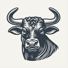 Bull head. Vintage woodcut engraving style vector illustration.