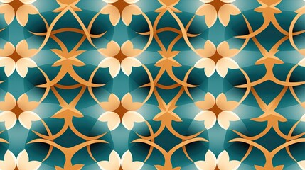 Fototapeta premium a blue and orange abstract background with a pattern of leaves. generative ai