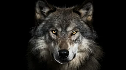 Deurstickers Wolf isolated on black © Fadil
