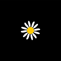 Daisy flower icon isolated on black background. Simple and minimalist vector design.