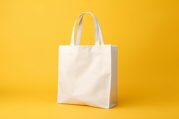 White tote bag mockup on orange background and canvas