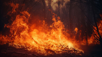 burning flames with trees smoke and fire, background texture