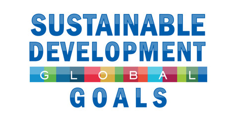 Sustainable Development creative concept vector design element. colorful wheel human chain and type.  Corporate social responsibility. Sustainable Development for a better world. Vector illustration.