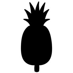 Pineapple Tropical Fruit. Vector Illustration. Black Silhouette Logo on a White Background