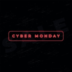 Cyber Monday light background. Vector illustration of abstract glowing neon colored text with glitch effect over dark background for your design
