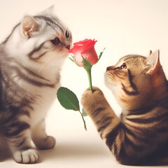 Whiskered Romance, A Feline Proposal Amidst Roses