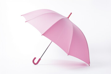pink open umbrella on white isolated background 