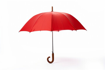 red open umbrella on white isolated background 