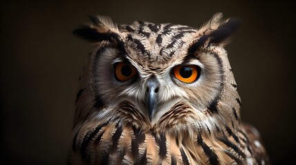Fototapeta premium Close up of owl face studio shot.