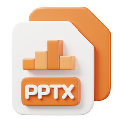 PPTX file document. File type icon. Files format and document concept. 3d Render illustration.