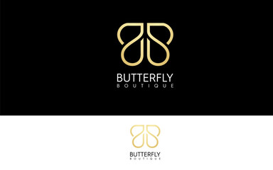Butterfly beautiful and luxury logo vector