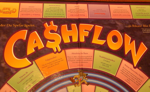 Cashflow the board game. Fun and educational at the same time. Economy game. Concept of taking control over your passive income. Leave rat race.