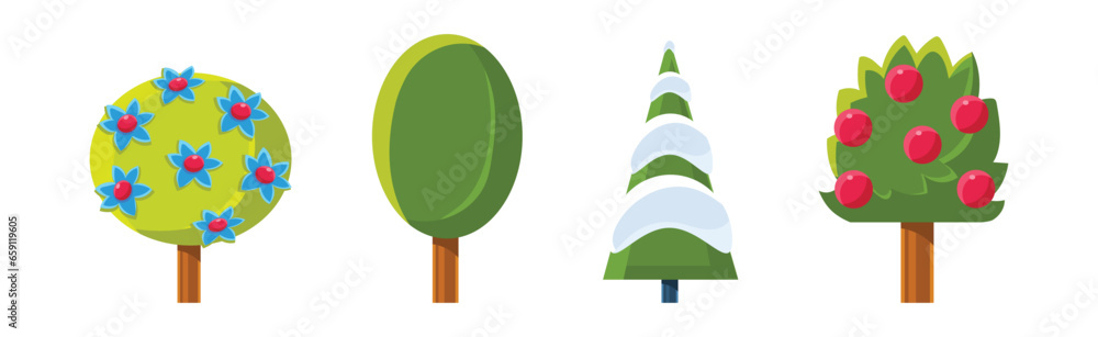 Poster nature game landscape object and elements vector set