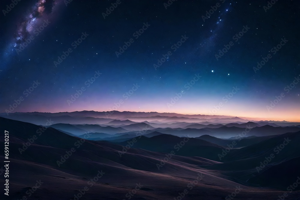 Poster a celestial dreamscape with a pastel palette. start with a background that transitions from light to