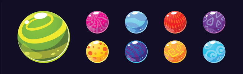 Colorful Bubbles and Ball as Glossy Round Element Vector Set