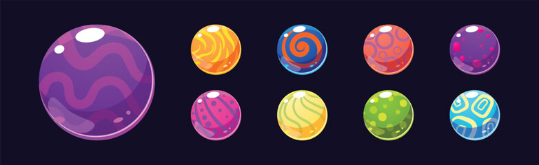 Colorful Bubbles and Ball as Glossy Round Element Vector Set