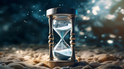 Hourglass image representing the measured and transitory nature of time in a variety of media and contexts - Powered by Adobe