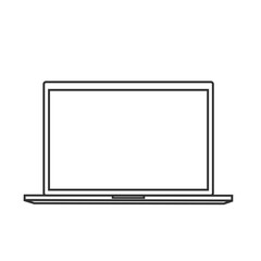 Blank white screen laptop isolated.