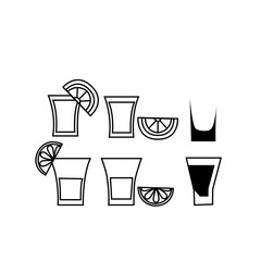 Lemonade vector sketch set.