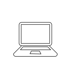 Blank white screen laptop isolated.