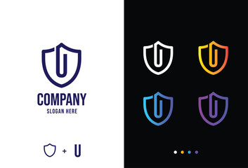 Letter u logo concept, secure u logotype in various forms