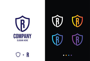 Letter r logo concept, secure r logotype in various forms