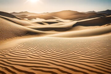 Fototapeta na wymiar A peaceful desert oasis scene. Use soft, warm tones for the sand and sky - AI Generative